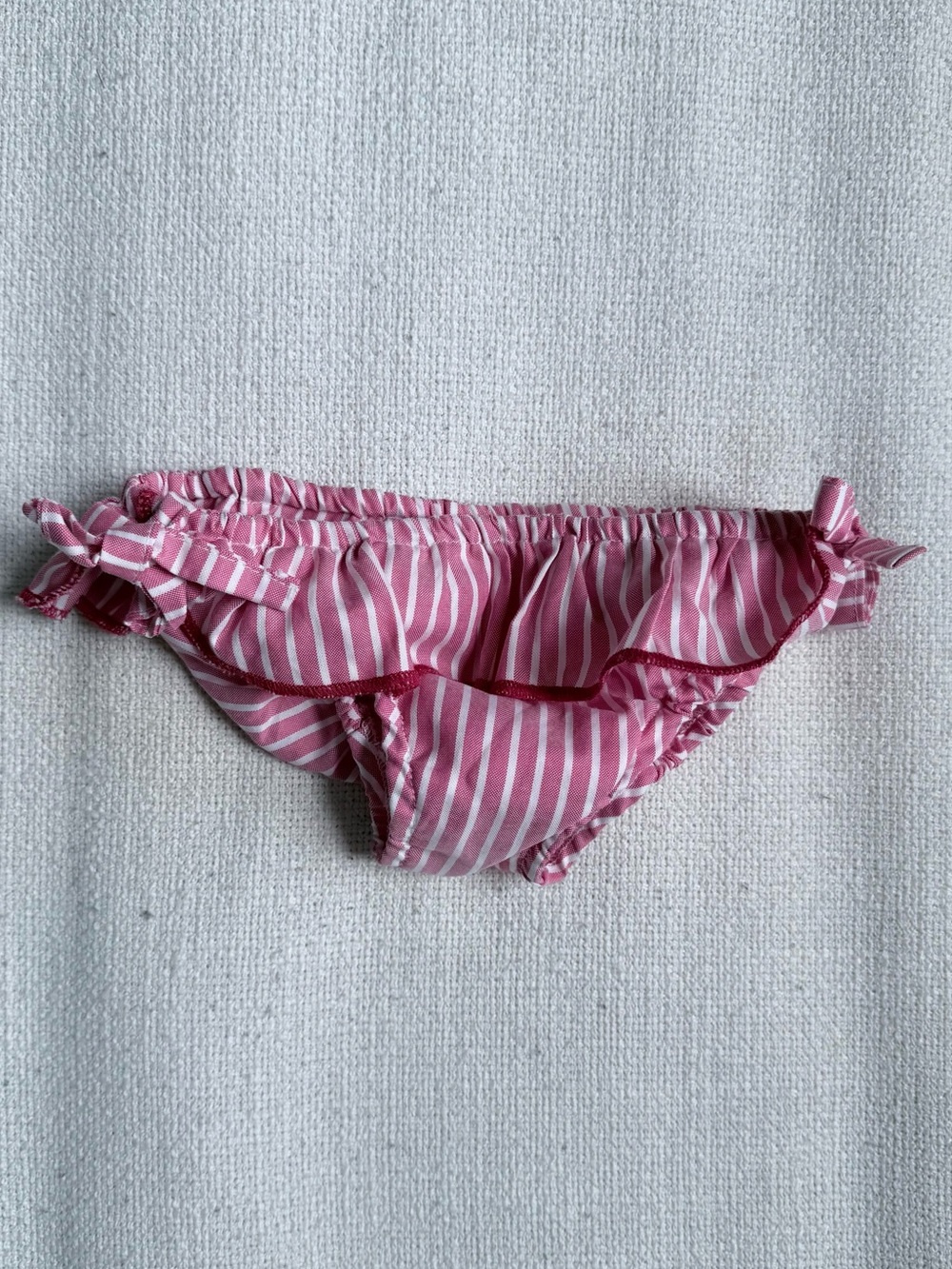 Il Porticciolo Striped Ruffle Kids Swim Bikini Bottoms - Red-Pink & White, Sz 2T